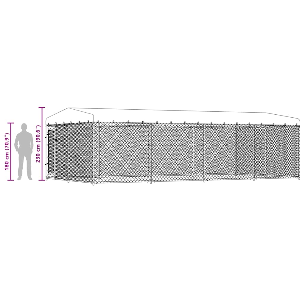 Outdoor-Hundezwinger mit Überdachung 7,6x3,8x2,3 m