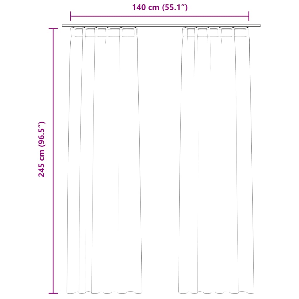 Blackout Curtains with Hooks 2 pcs. Velvet Beige 140x245 cm