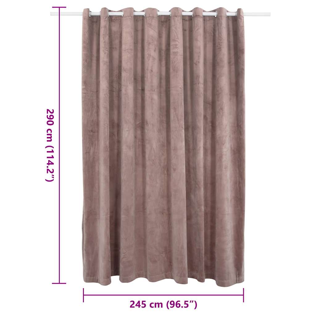 Blackout Curtain with Metal Eyelets Velvet Antique Pink 290x245 cm