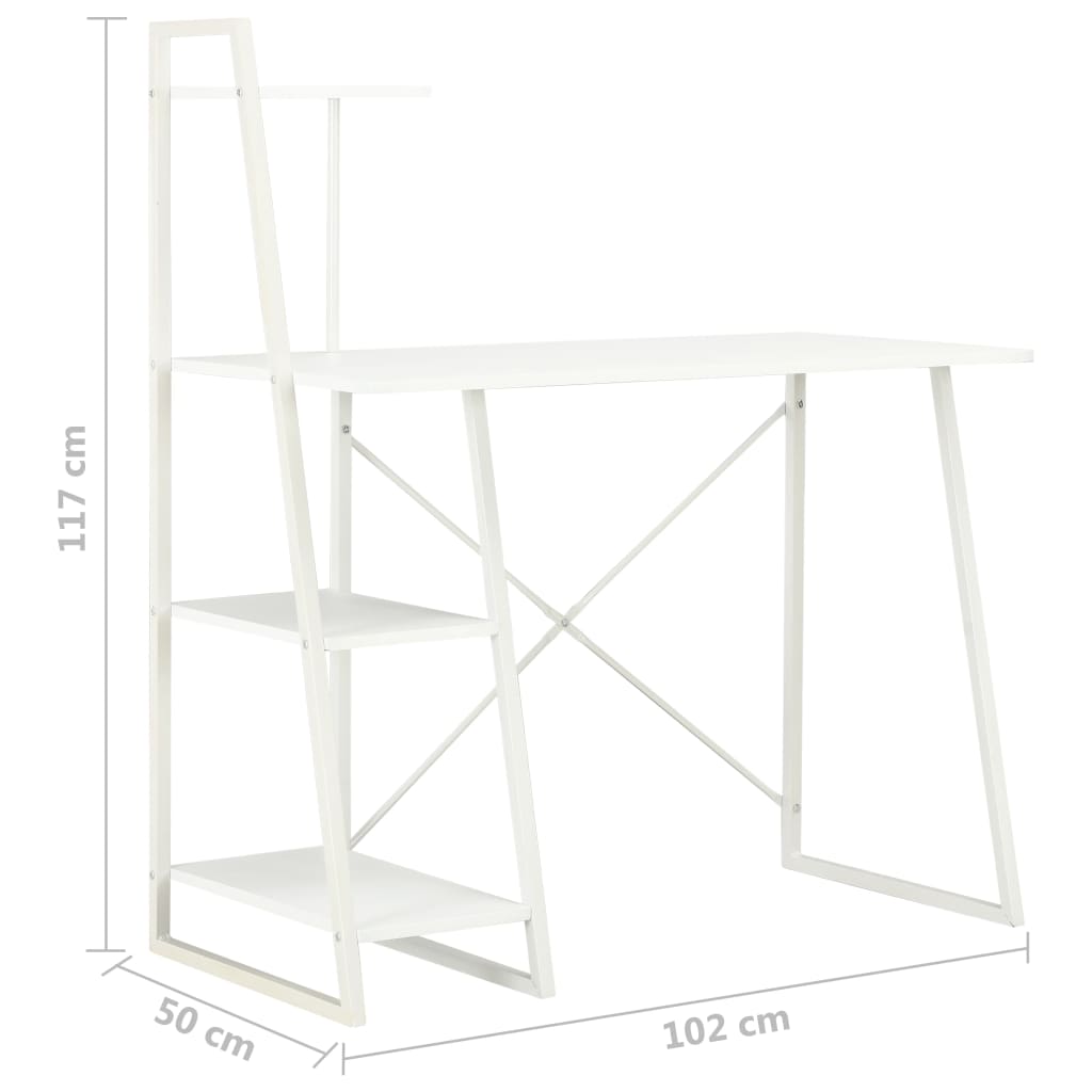 Desk with Shelf Unit White 102x50x117 cm