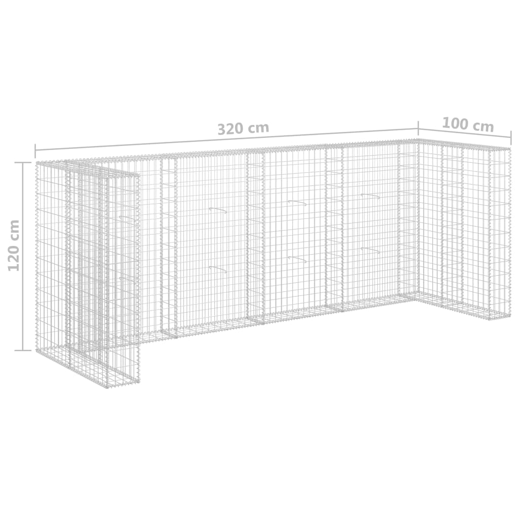 Gabion Wall for Bins Galvanized Steel 320x100x120 cm