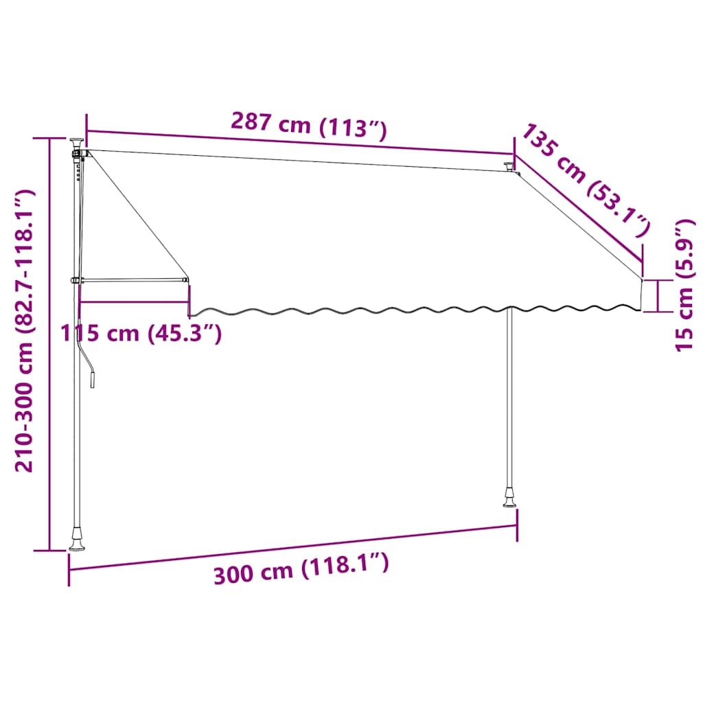Einziehbare Markise Handbetrieben mit LED 300 cm Orange Braun