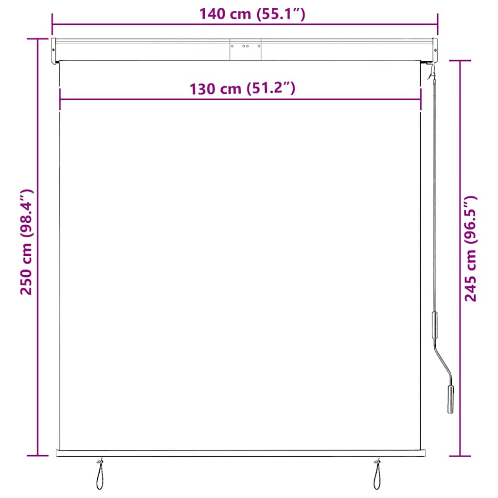 Outdoor blind 140x250 cm Blue and White