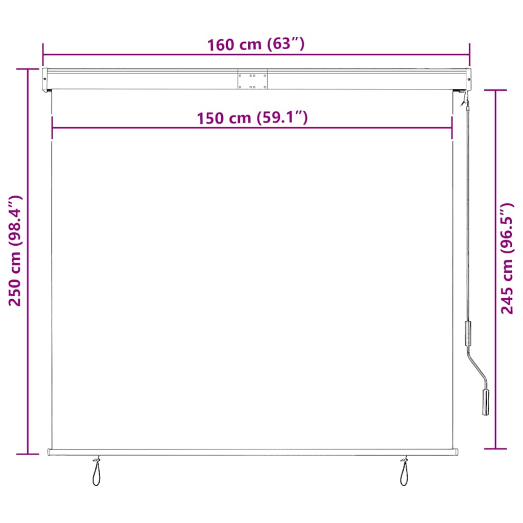 Outdoor blind 160x250 cm White and Orange