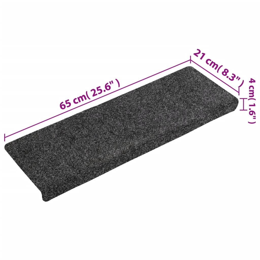 Stair Mats Self-Adhesive 15 pcs. 65x21x4 cm Grey Rectangular Edge