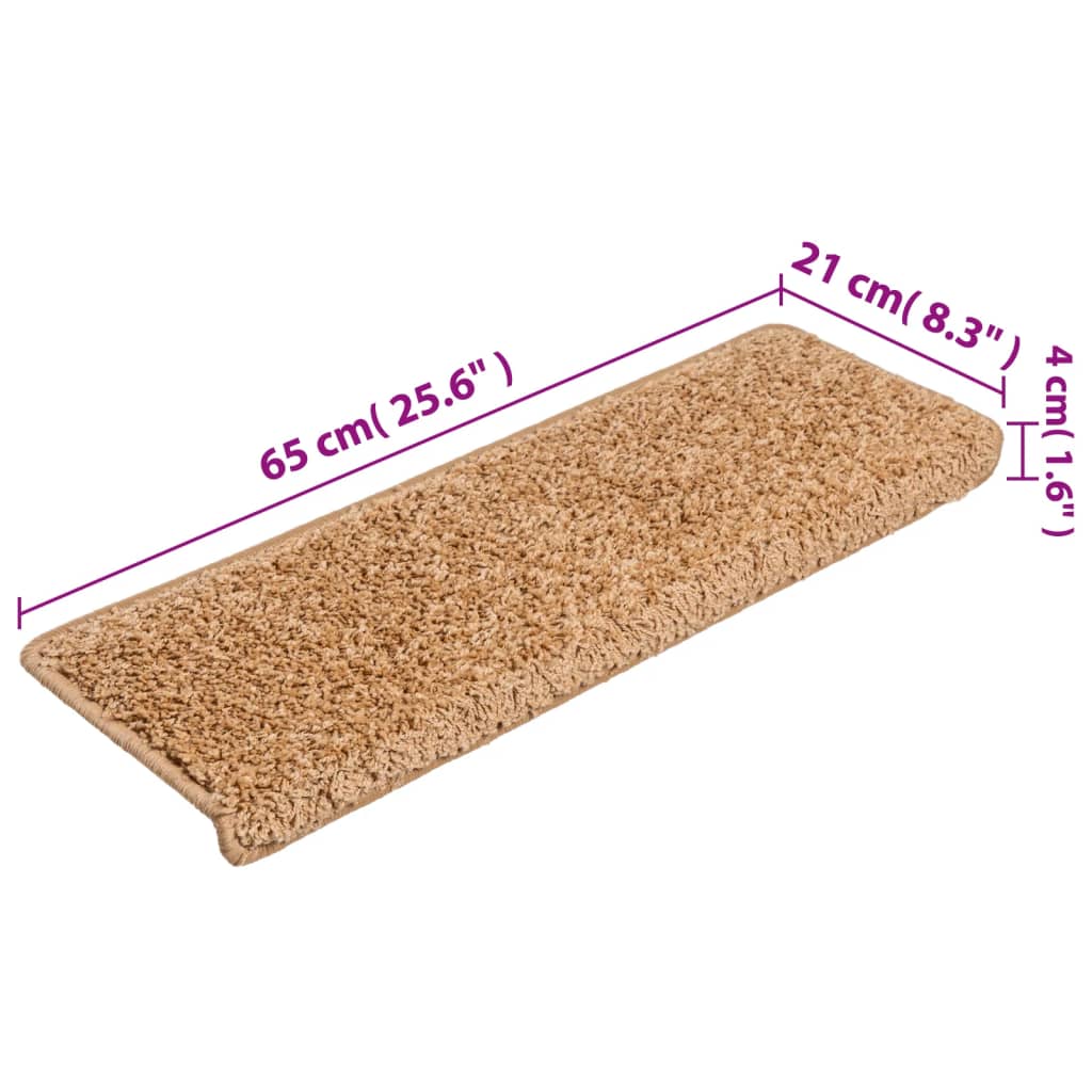 Tapis de marche 15 pcs 65x21x4 cm Beige Bord rectangulaire