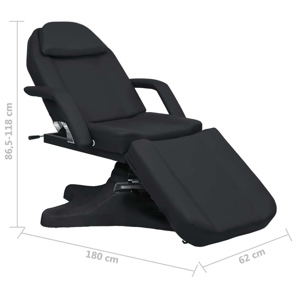 Table de massage noire 180x62x(86,5-118) cm