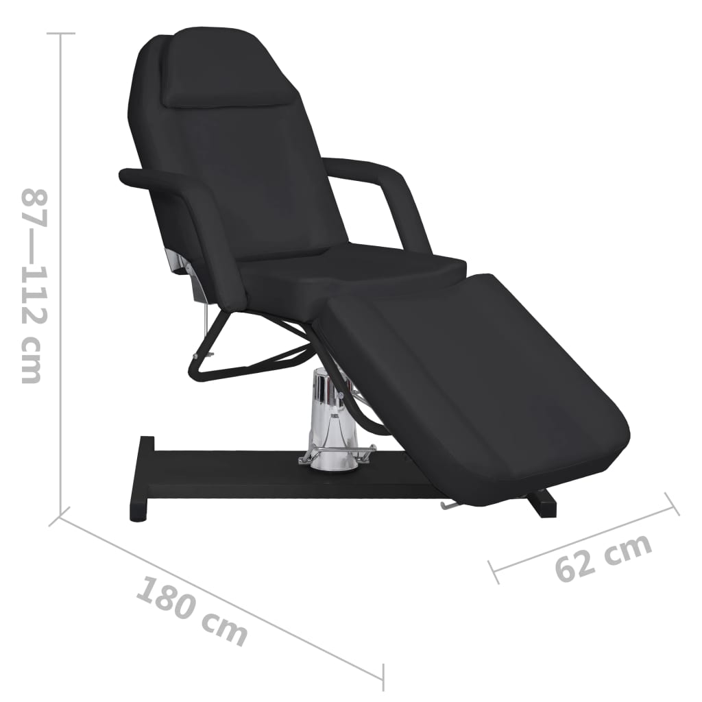 Table de massage noire 180x62x(87-112) cm