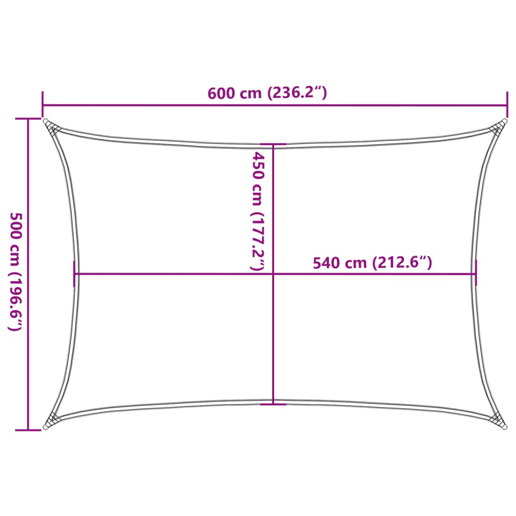 Sonnensegel 160 g/m² Anthrazit 5x6 m HDPE