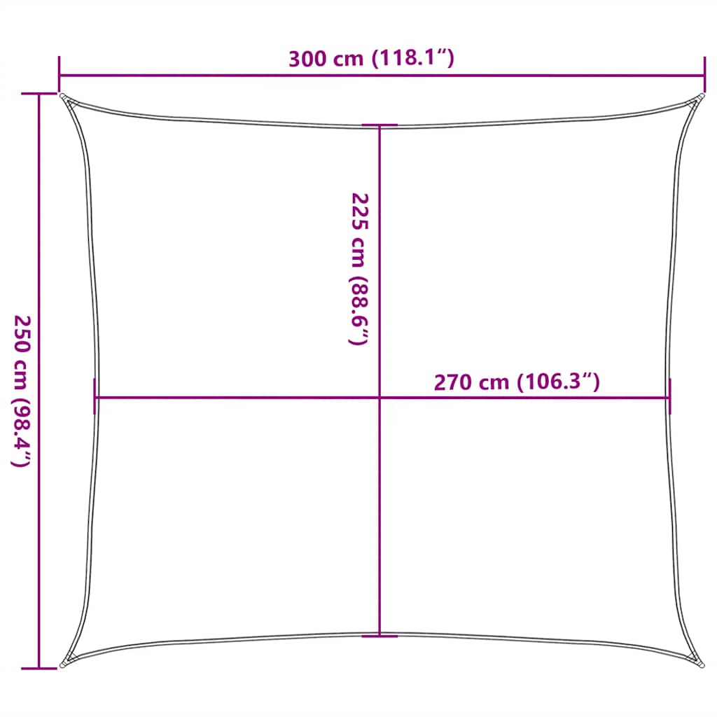 Sonnensegel 160 g/m² Taupe 2,5x3 m HDPE