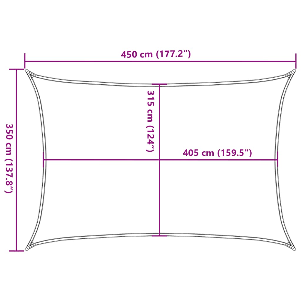 Sonnensegel 160 g/m² Rechteckig Gelb 3,5x4,5 m HDPE