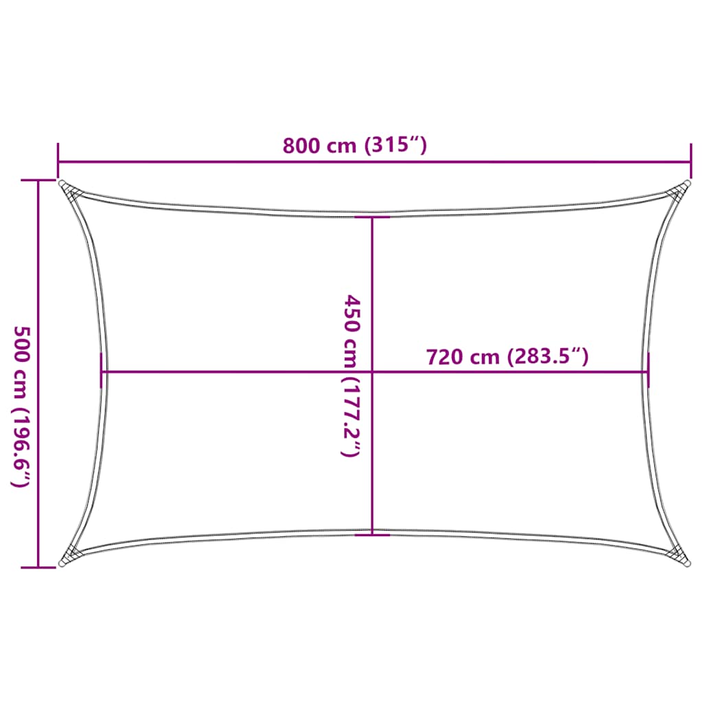 Sonnensegel 160 g/m² Rechteckig Gelb 5x8 m HDPE
