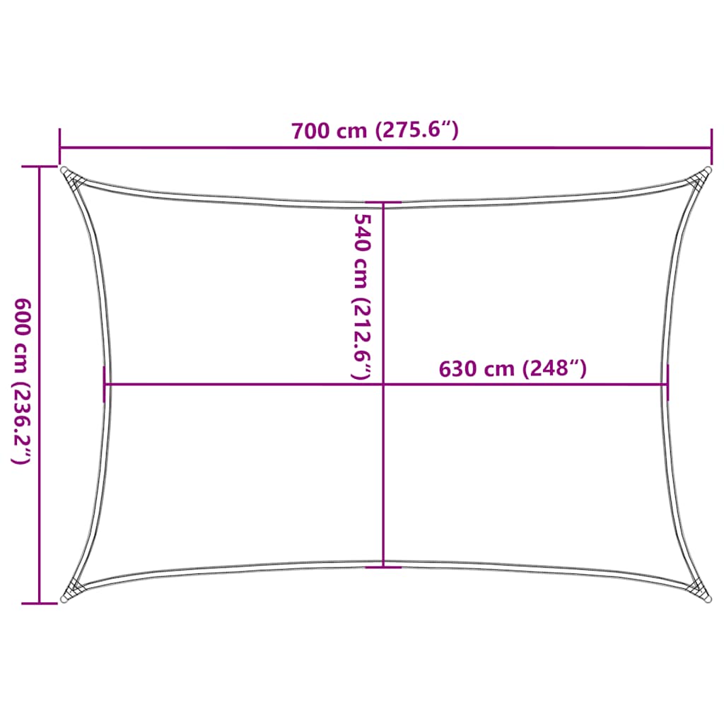 Sonnensegel 160 g/m² Rechteckig Orange 6x7 m HDPE