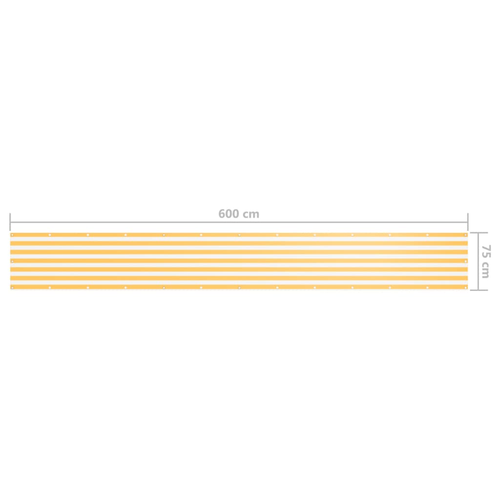 Balkon-Sichtschutz Weiß und Gelb 75x600 cm Oxford-Gewebe