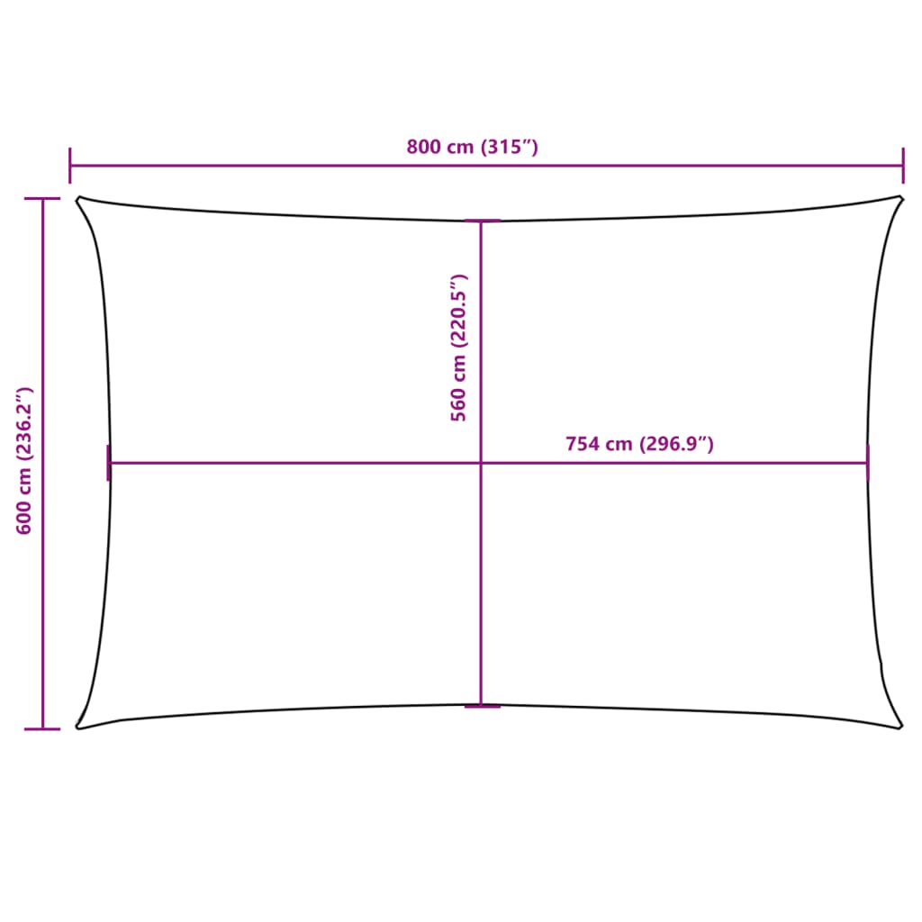 Sonnensegel Oxford-Gewebe Rechteckig 6x8 m Gelb
