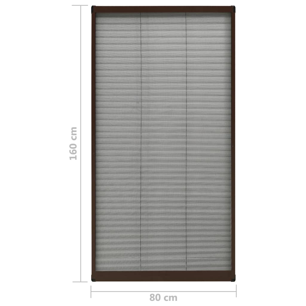 Pleated Insect Screen for Windows, Aluminum, Brown, 80x160 cm