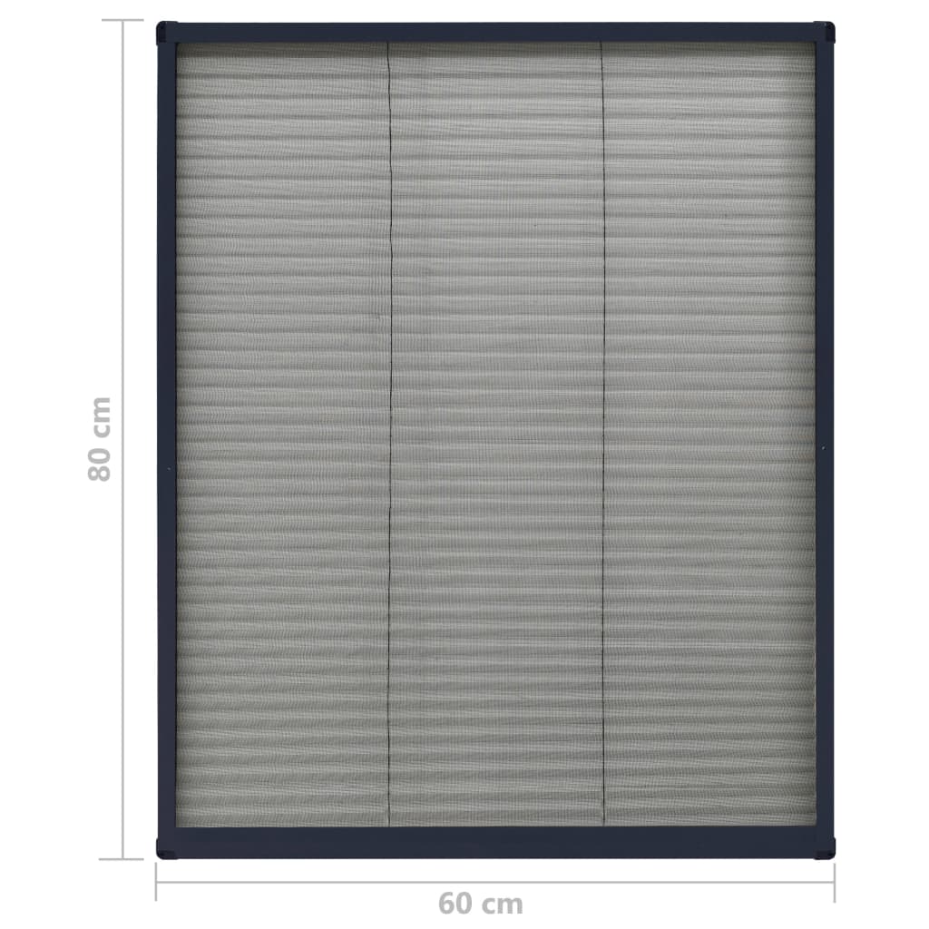 Insect screen pleated blind for windows aluminum anthracite 60x80cm