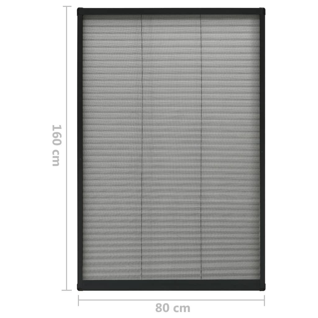 Insektenschutz-Plissee für Fenster Aluminium Anthrazit 80x160cm
