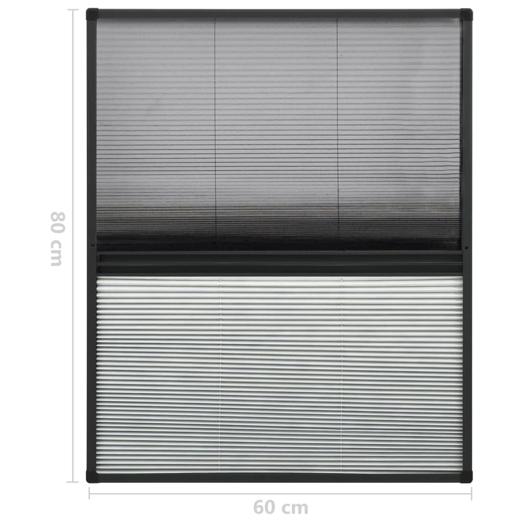 Moustiquaire plissée pour fenêtre aluminium 60x80 cm avec store intégré
