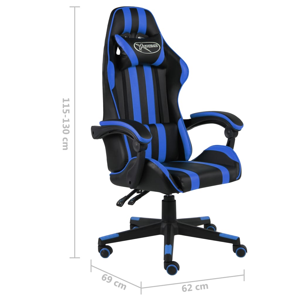 Fauteuil de jeu similicuir noir et bleu