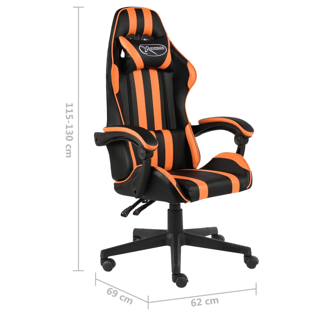 Chaise de jeu similicuir noir et orange