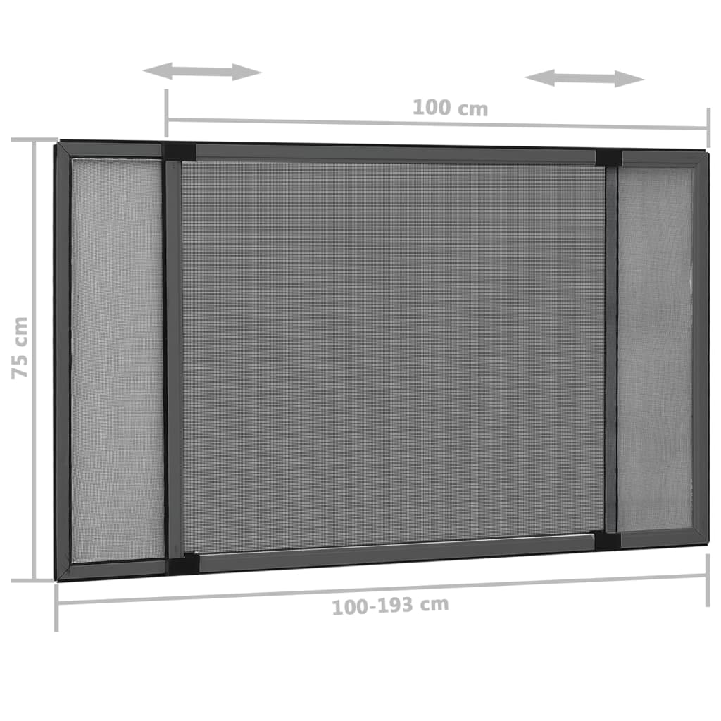 Moustiquaire télescopique pour fenêtre Anthracite (100-193)x75 cm