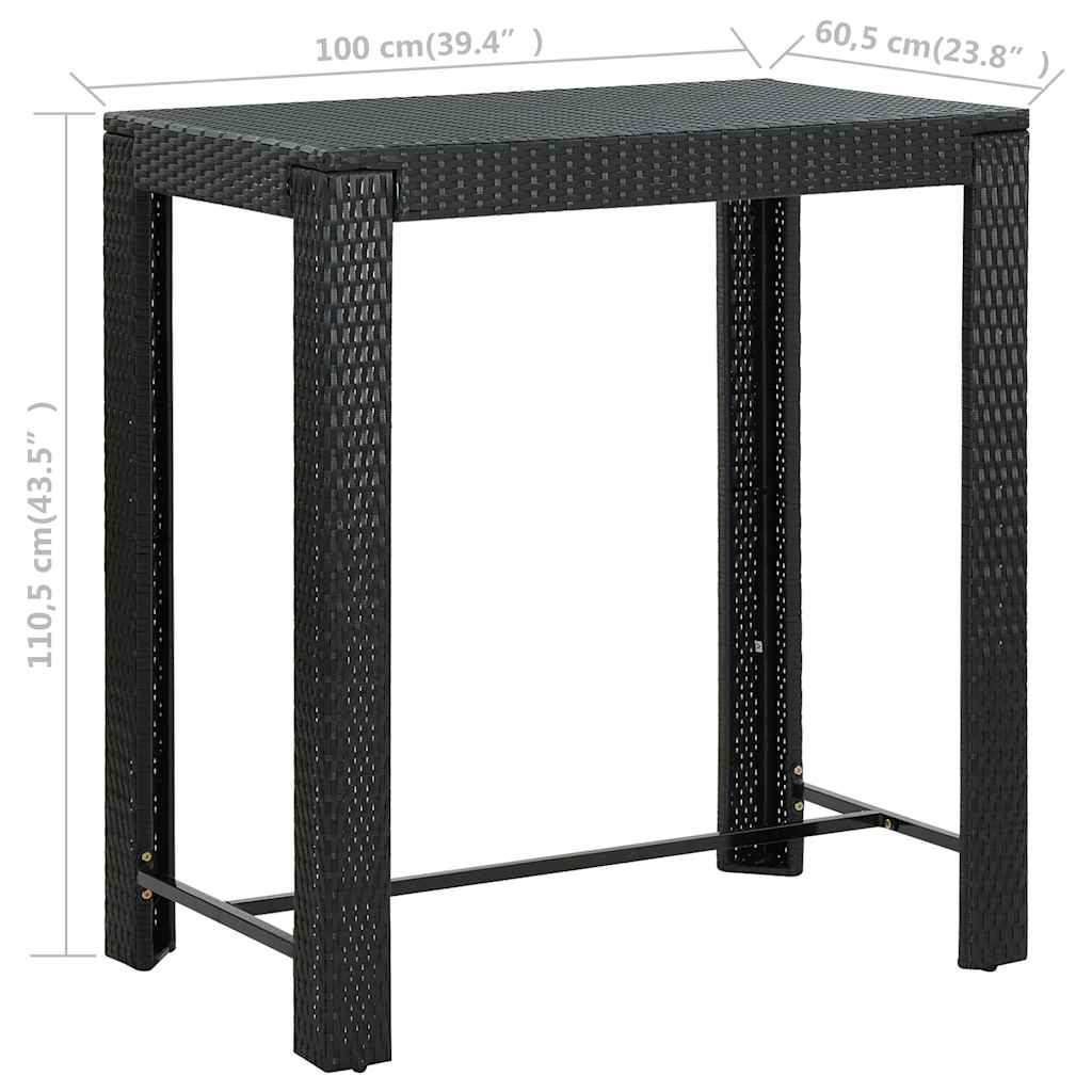 5-tlg. Garten-Bar-Set mit Armlehnen Poly Rattan Schwarz