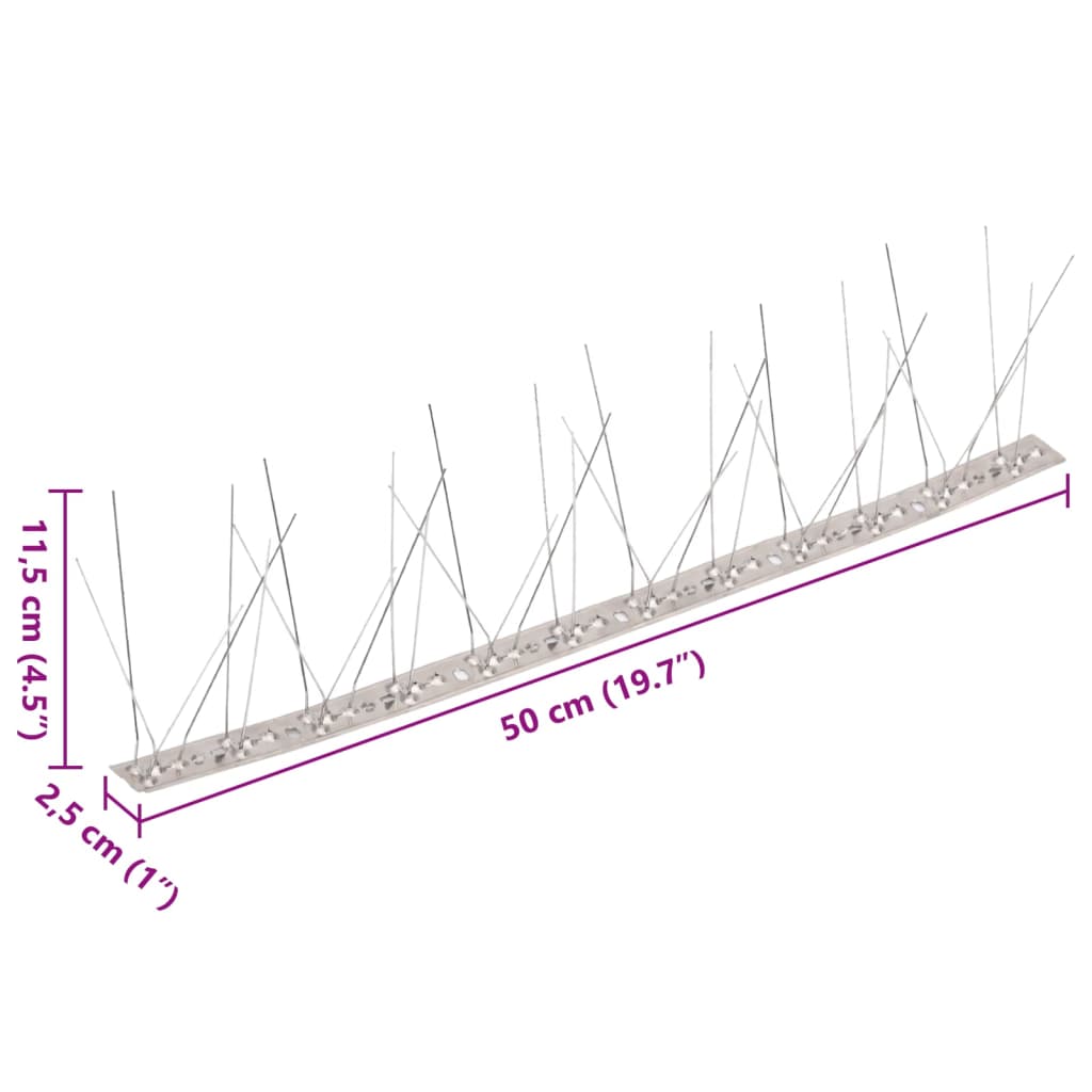 20-tlg. Taubenabwehr Spikes-Set Edelstahl 10 m 5-reihig