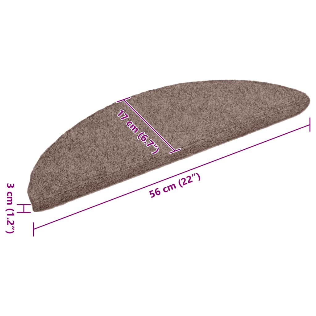 Stair Mats Self-Adhesive 10 pcs 56x17x3 cm Light Brown Semi-Circular