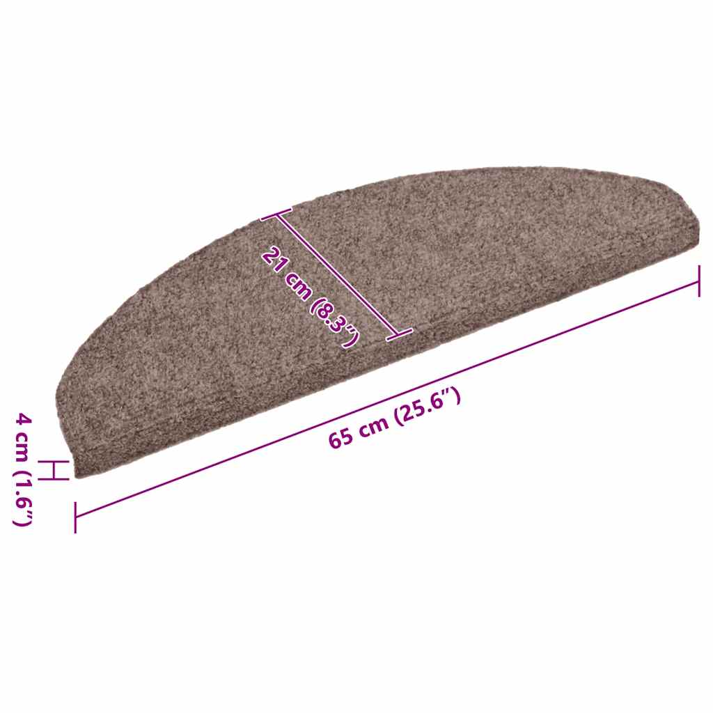 Stair Mats Self-Adhesive 10 pcs. 65x21x4 cm Light Brown Semi-Circular Large