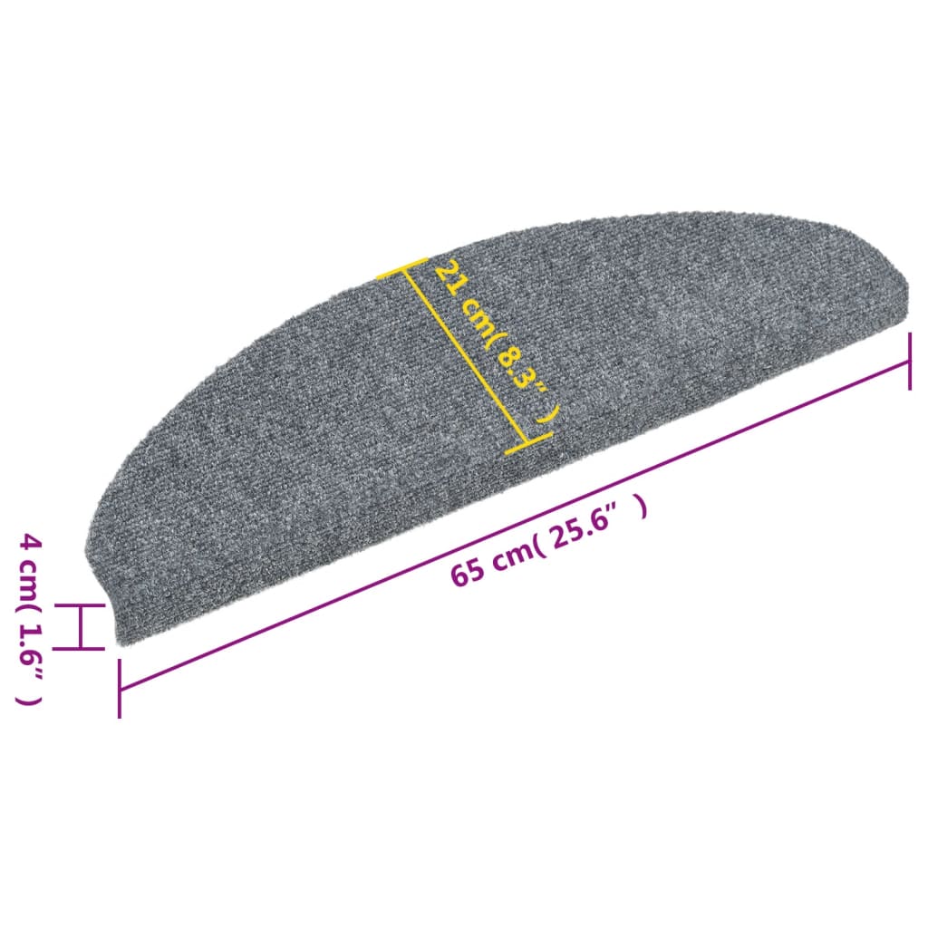 Stair Mats Self-Adhesive 5 pcs. 65x21x4 cm Light Gray Semi-Circular Large
