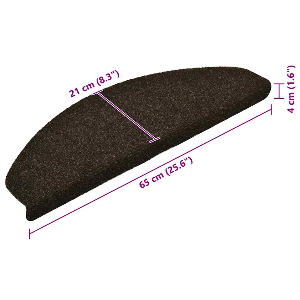 Stair Mats Self-Adhesive 10 pcs. 65x21x4 cm Dark Brown Semi-Circular Large