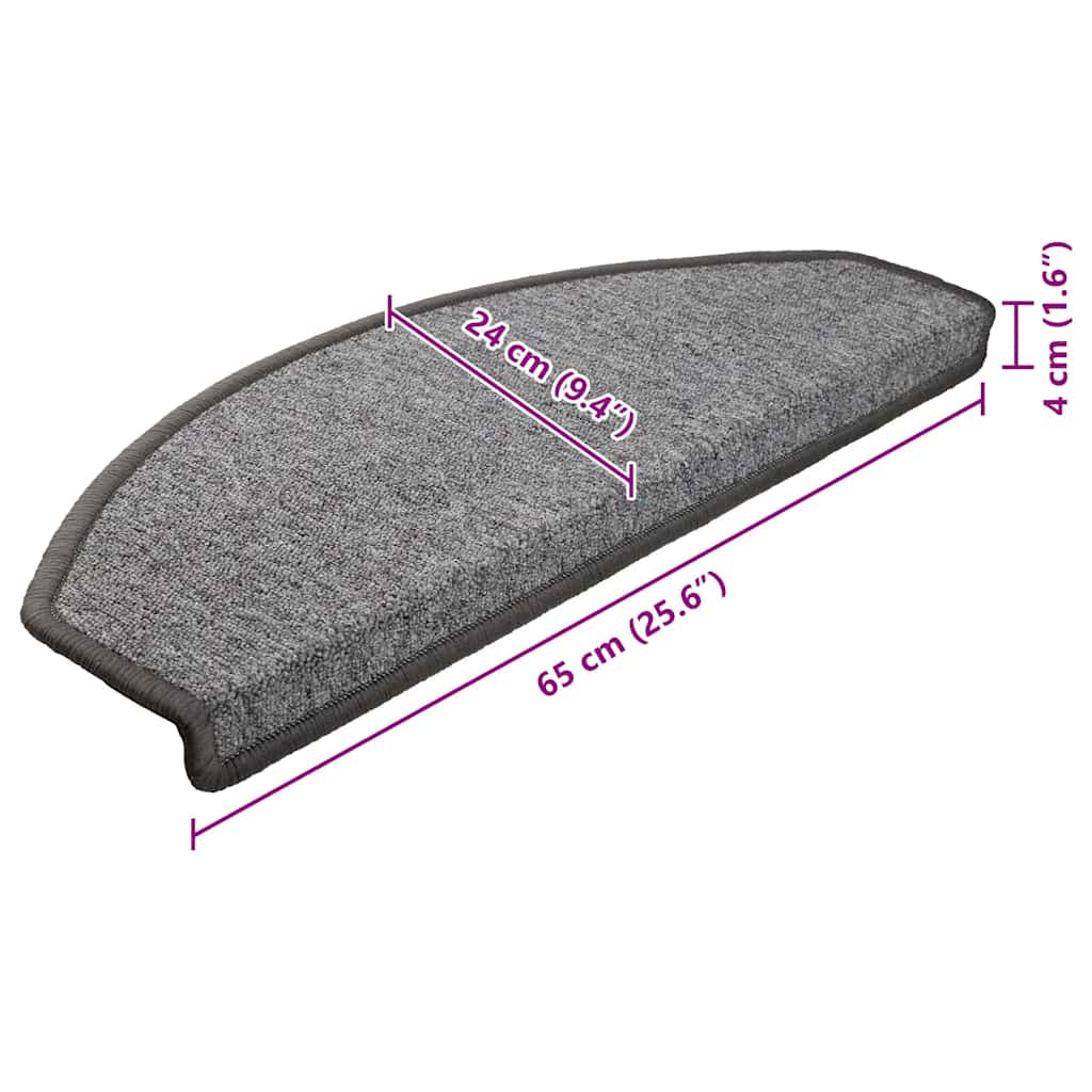 Tapis de marche d'escalier 10 p. 65x24x4 cm Gris foncé Semi-circulaire Grand