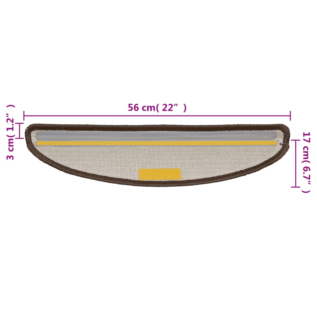 Stair Mats 10 pcs. 56x17x3 cm Brown Semi-circular