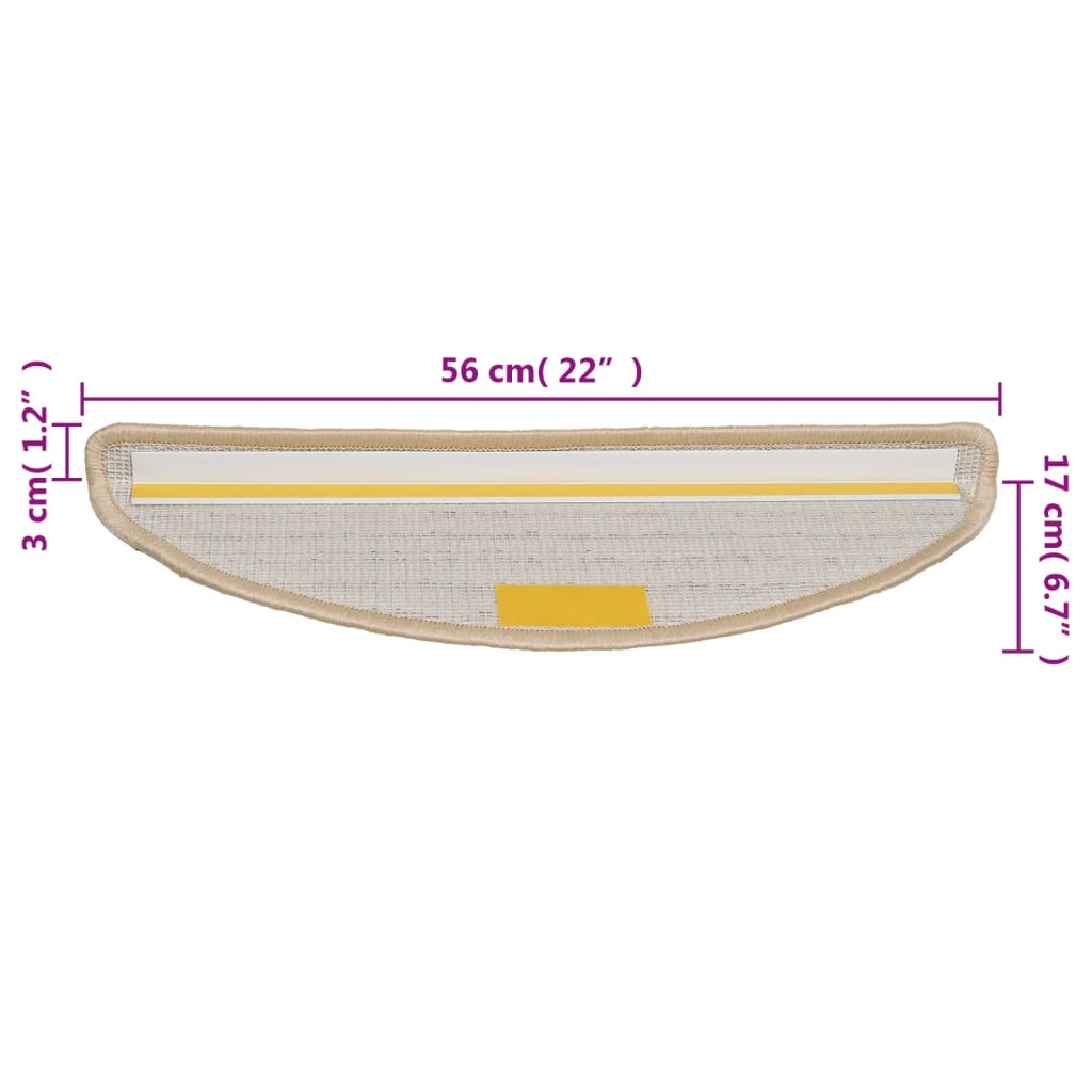 Stufenmatten 10 Stk. 56x17x3 cm Creme Halbrund