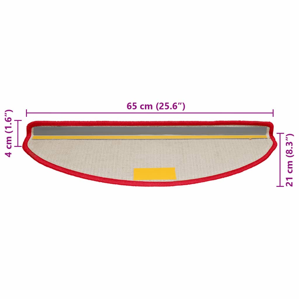 Stufenmatten 10 Stk. 65x21x4 cm Rot Halbrund Groß