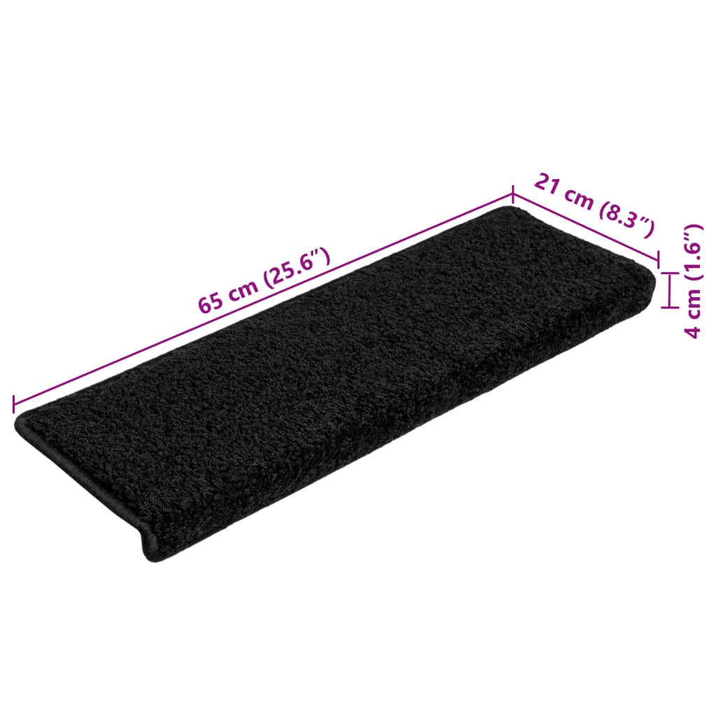 Stair Mats 10 pcs. 65x21x4 cm Black Rectangular Edge