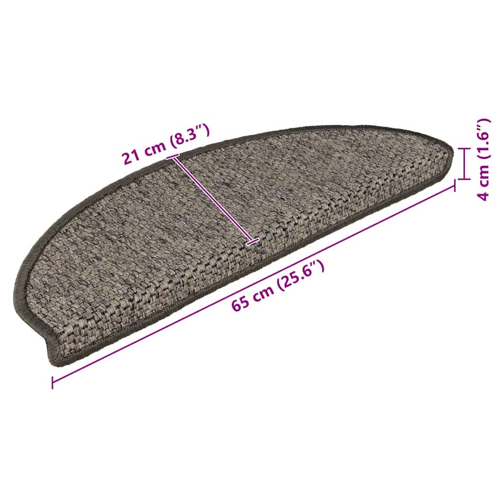 Self-adhesive Sisal Stair Treads 15 pcs. 65x21x4 cm Anthracite