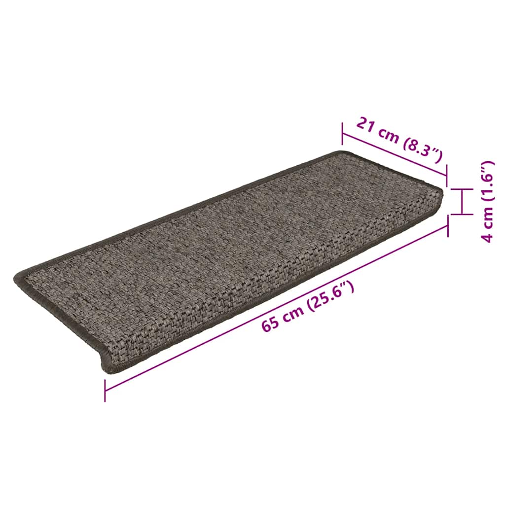 Treppenmatten Selbstklebend Sisal 15Stk. 65x21x4cm Grau & Beige