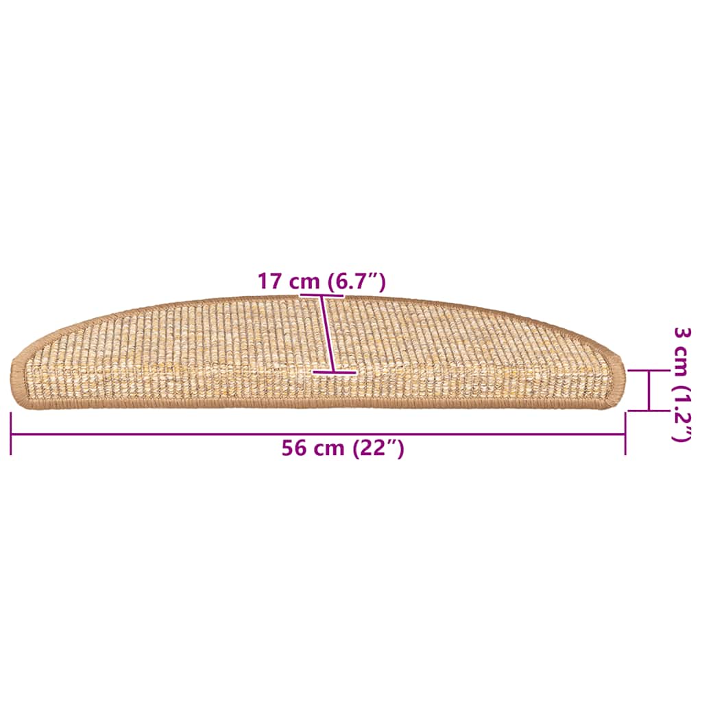 Stair Mats 15 pcs. 56x17x3 cm Light Brown Semi-Circular