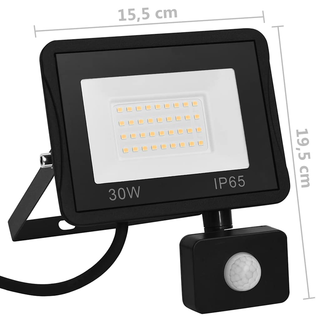 LED Floodlight with Sensor 30 W Warm White