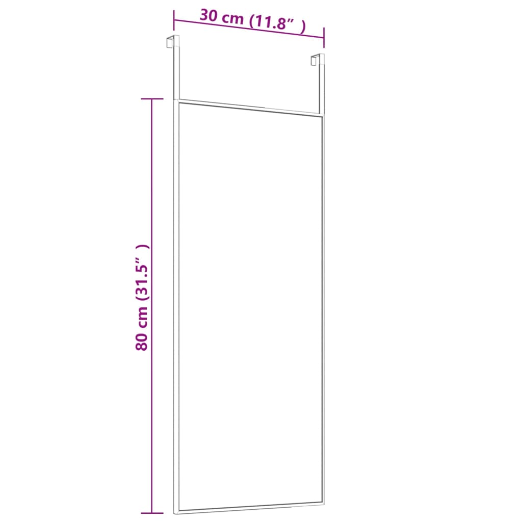 Door Mirror Golden 30x80 cm Glass and Aluminum