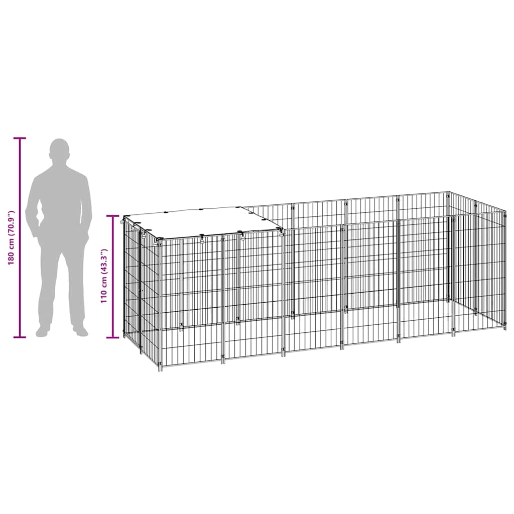 Hundezwinger Silbern 330x110x110 cm Stahl