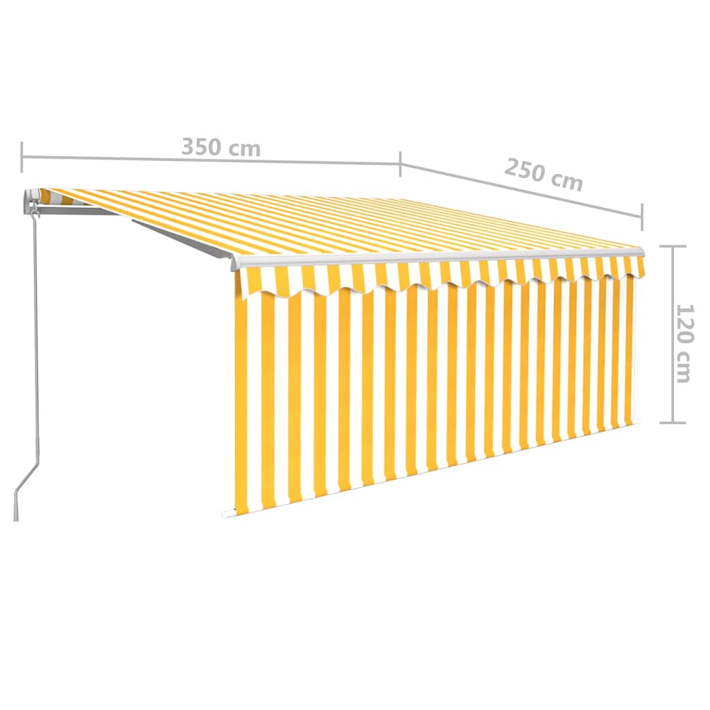 Markise Manuell Einziehbar mit Rollo 3,5x2,5 m Gelb & Weiß