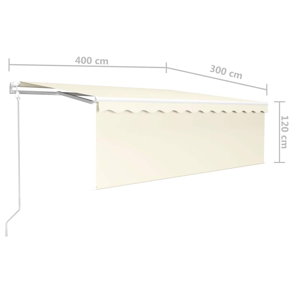 Markise Automatisch mit Rollo LED Windsensor 4x3 m Creme
