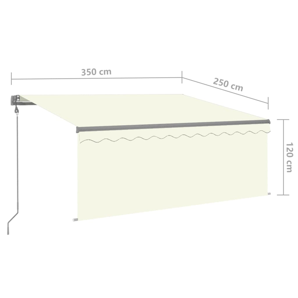 Markise Automatisch Einziehbar mit Volant 3,5x2,5 m Creme