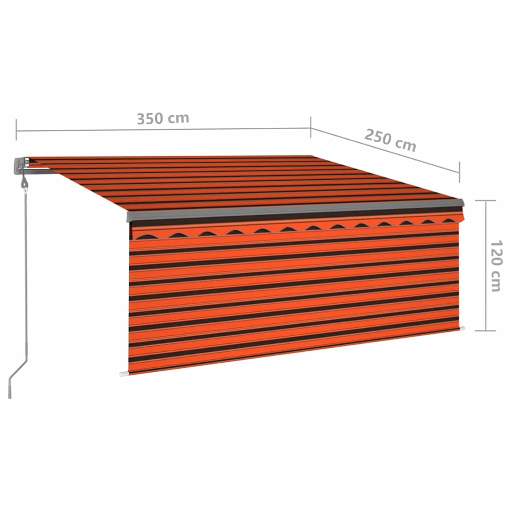 Markise Automatisch Einziehbar mit Volant 3,5x2,5m Orange Braun