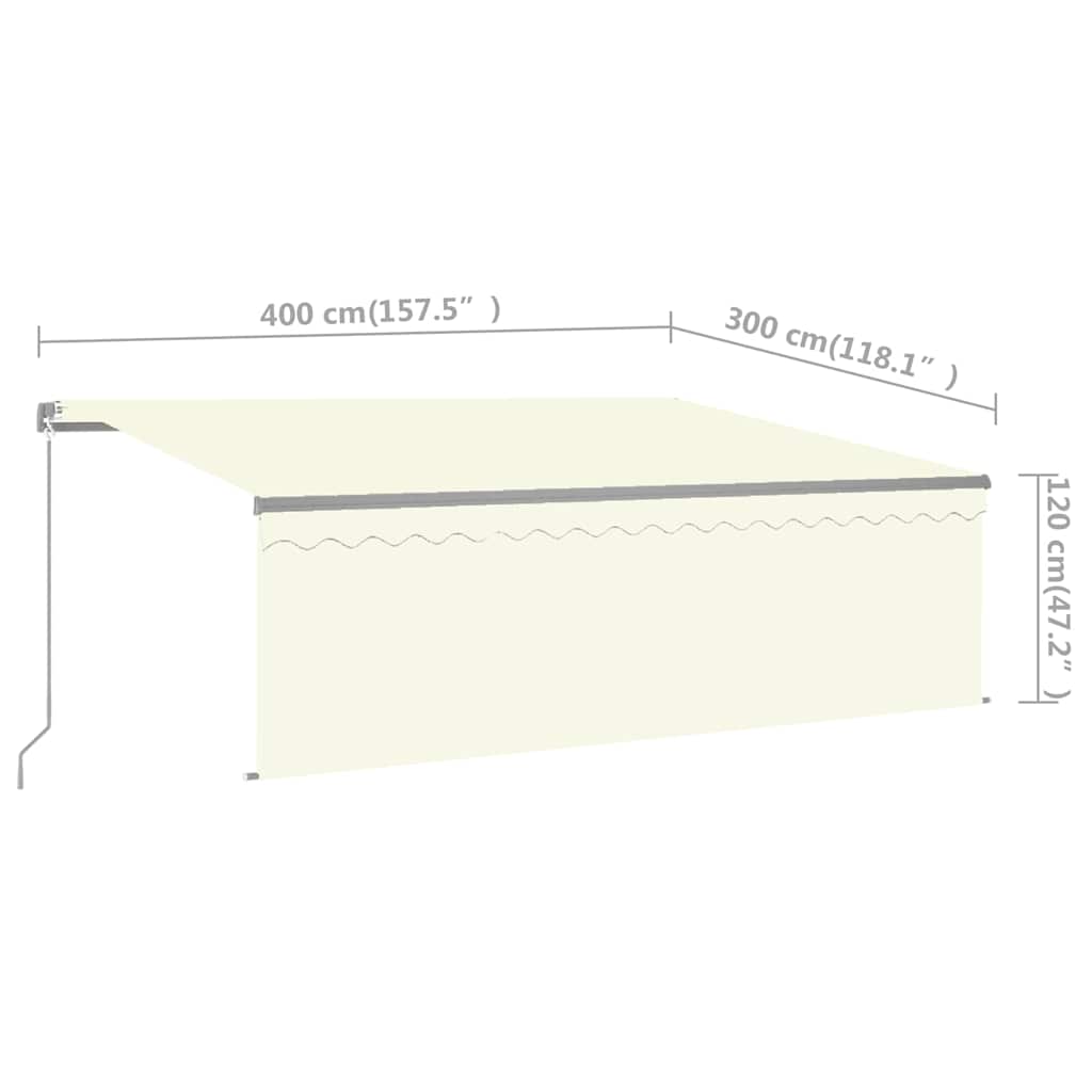 Markise Manuell Einziehbar mit Rollo 4x3 m Creme