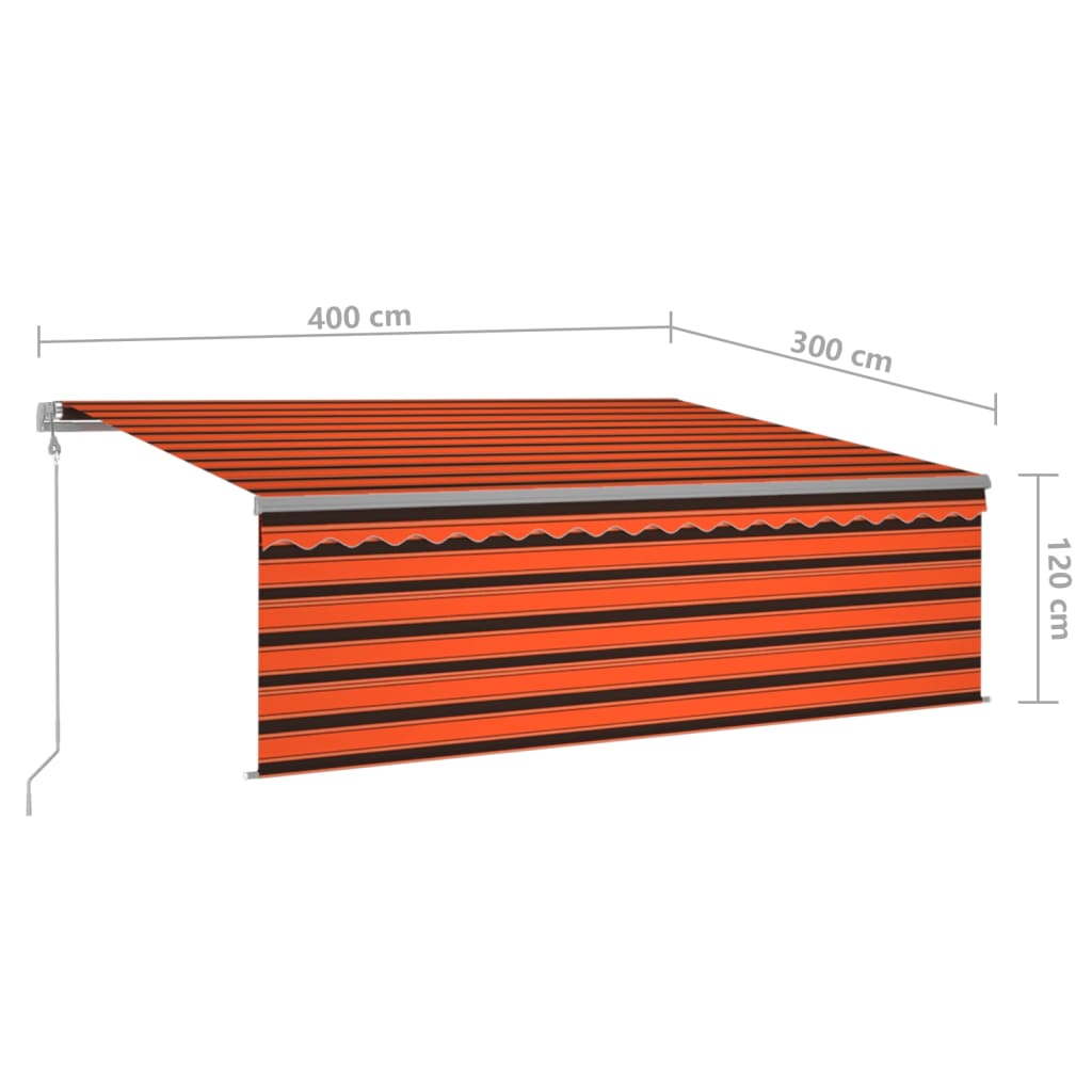 Markise Automatisch Einziehbar mit Volant 4x3m Orange und Braun
