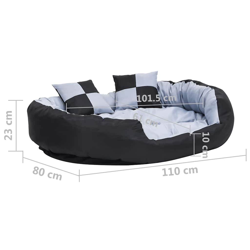 Hundekissen Wendbar und Waschbar Grau und Schwarz 110x80x23 cm